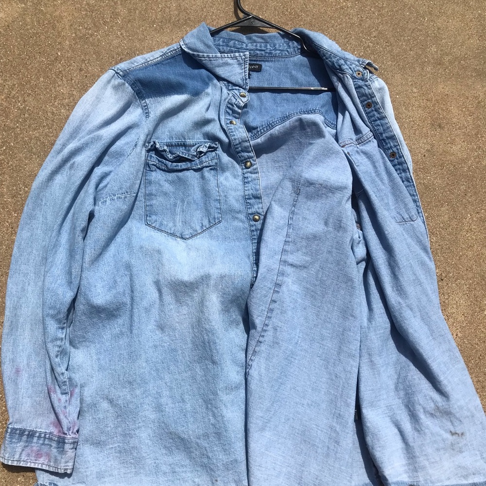 Lane Bryant deconstructed blue jean button up top
